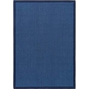 benuta Sisal tapijt met rand donkerblauw 80x150 cm | natuurvezel tapijt voor hal en woonkamer