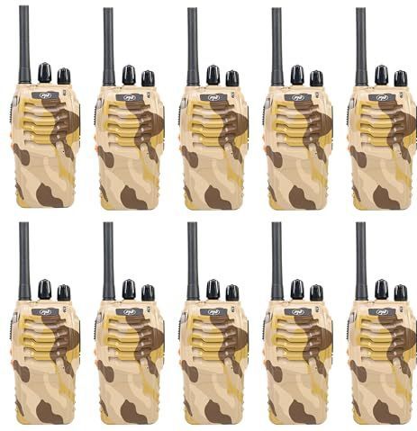 PNI - PMR R40 - Draagbare Radiostations - Camo - 10 Stuks - 0,5 W - 1200 mAh Batterijen met Oplader en Hoofdtelefoon