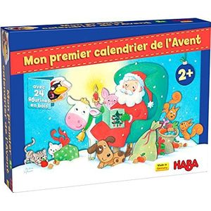 HABA Premier Adventskalender, figuren van hout, Kerstmis op de boerderij, 2 jaar en ouder, 306359 - Franse versie