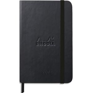 Rhodia Webplanner 2024 A6 hardcover agenda - verticaal raster, 160 pagina's ivoorkleurig papier 90 g, hard omzoomd met elastiek - goud