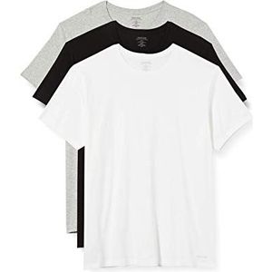 Calvin Klein Heren 3-pack T-shirts S/S Crew Neck 3 PK met ronde hals, zwart/wit/grijs gemêleerd, S