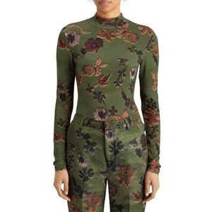 Scotch & Soda Dames All Over Printed Slim-Fit Ls T-shirt, poetry wandkleed military, XS