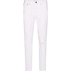 Calvin Klein Jeans Straight Jeans voor dames, Wit Dstr borduurwerk, 28W Kort