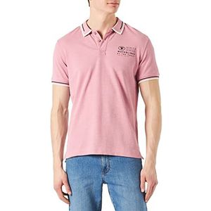 TOM TAILOR Poloshirt voor heren met logo-print, 13009 - Velvet Rose, XXL