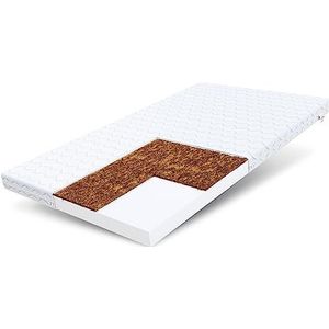 FDM Baby Coco Schuimmatras, 70 x 120 cm, kokos matras, kindermatras, hardheidsgraad H2/H3 (middelzacht/middelhard), 8 cm hoog, tweezijdige overtrek, afneembaar, wasbaar