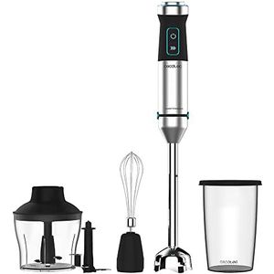 Cecotec Power Titan Black 1500 XL Cream & Crush Handmixer. Vermogen 1500 W, titanium gecoate 4-blads lemmet, XL voet, spatkap, instelbare snelheid, turbofunctie (4272)