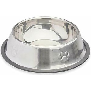Mascow Voerbak voor honden, zilver, grijs, rubber, metaal, 35 x 0,03 x 25 cm, 24 stuks