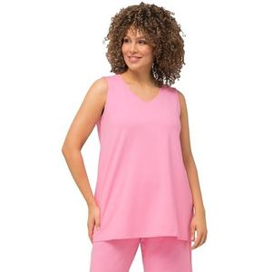 Ulla Popken, Dames, grote maten, top, A-lijn, V-hals, mouwloos, lichtroze, 42-44