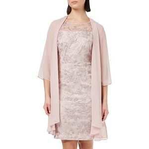 Gina Bacconi Geborduurde damesjurk met bijpassende chiffon jas, cocktailjurk, Roze, 38