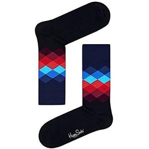 Happy Socks Faded Diamond, Kleurrijke en Leuke, Sokken voor Dames en Heren, Zwart-Blauw-Rood (41-46)