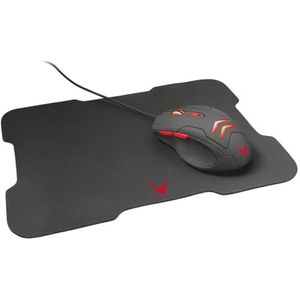 Gaming Kit: muis 1000-3200 dpi + XL-pad, zwart en rood, ideaal voor games en langdurig gebruik.