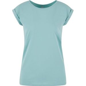 Build your Brand Dames T-shirt Dames Extended Shoulder Tee, lang gesneden T-shirt voor vrouwen, katoen, Bluemint, S