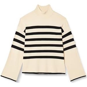 VERO MODA CURVE VMCHAPPINESS LS HIGHNK Pullove GA BO CU, Berken/Stripes: zwart, M Grote maten