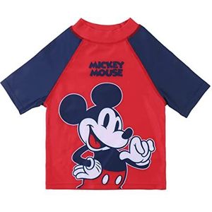 Mickey Mouse Zwemshirt voor jongens - Rood en Blauw - Maat 36 Maanden - Sneldrogende Stof - Mickey Mouse Print - Origineel Product Ontworpen in Spanje