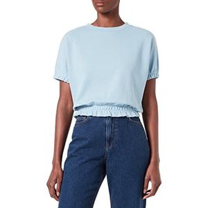 TOM TAILOR Denim Dames Sweatshirt met geplooid elastiek 1031399, 26298 - Calm Cloud Blue, XXL