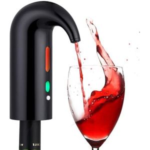 NK Elektrische wijnkaraf, automatische en draagbare wijnventilator, oplaadbaar via USB, inclusief siliconen slang en stoffen tas, filter en aan/uit-knop, accu 1500 mAh, zwart