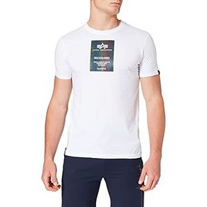 Alpha Industries Regenboog Reflecterend Label T Shirt voor Mannen White