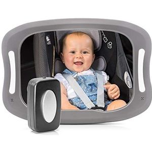 reer 86101 BabyView LED auto-veiligheidsspiegel - uw baby op de achterbank altijd in het oog, grijs