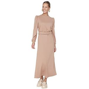 Trendyol Vrouwen Design Midi Shift Regular Gebreide Jurk, Kameel, L