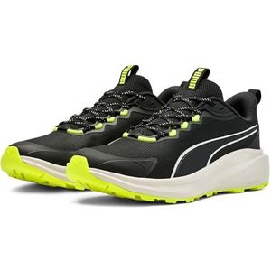 PUMA Unisex Skyrocket LITE Trail Road Running Schoen, Zwart-Veer Grijs-Geel Alert, 4 UK, Puma Zwarte Veer Grijs Geel Alert, 37 EU