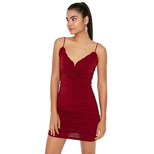 Trendyol Mini-bodycon-jurk voor dames, Bordeaux, 66