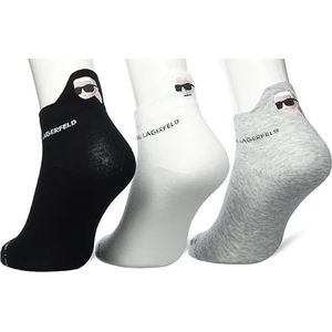 Karl Lagerfeld - Ikon Socks - Huissokken - Zwart/Wit/Grijs - Verpakking van 3 Paar
