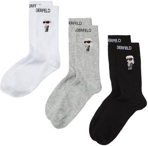 Karl Lagerfeld - Ikon Socks - Huissokken - Zwart/Wit/Grijs - Verpakking van 3 Paar