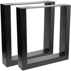 PrimeMatik – rechthoekige poten voor tafel en krukpoten in zwart staal 300 x 80 x 430 mm 2-pack (IP026)