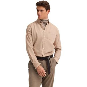 Bugatti - Overhemd - Beige - Soft Cotton - Lange Mouwen - Modern Fit - Button-down Kraag