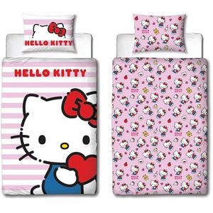 Hello Kitty - Dekbedovertrekset - Roze - Eenpersoons - Omkeerbaar - Inclusief Kussensloop