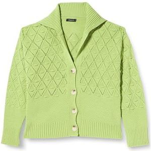 Trendyol Dames opengewerkte lange mouwen plus size gebreide jas, pistache, L Grote maten
