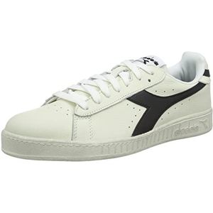 Diadora Game L Low Waxed Sneakers uniseks, volwassenen, wit/zwart (White Black), 38,5 EU, Wit Zwart