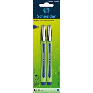 Schneider Xpress Fineliner (inkt onuitwisbaar, lijndikte 0,8 mm, Made in Germany) set van 2, blauw