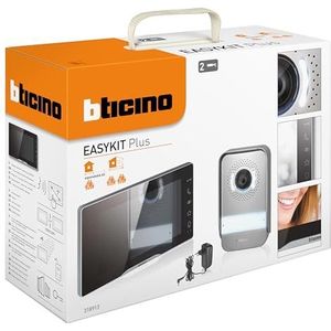 Bticino 318913 Easykit Plus video-intercomsysteem, eenvoudig te installeren, plug-in 2 draden, met: 1 externe knop met deurbel en camera, 1 binnenmonitor 7 inch in kleur met handsfree, uitbreidbaar