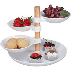 Relaxdays serveertoren 4 laags - rond -19 x 26 x 24 cm - modern - high tea - fruit