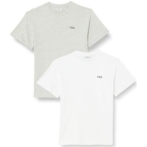 Fila Bari Tee/dubbelpak T-shirt met ronde hals, licht wit-lichtgrijs gemêleerd, S 2 voor dames, Helder wit-licht grijs gemêleerd, S