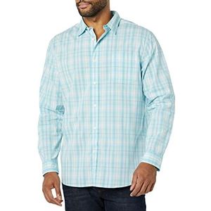 Amazon Essentials Slim-Fit Stretch Poplin overhemd met lange mouwen, lichtblauw wit medium geruit, XX-Large
