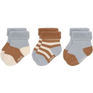 LÄSSIG Badstof sokken voor kinderen, set van 3, lichtblauw, karamel maat 12-14, Lichtblauw - karamel