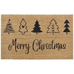 Hanse Home Mix Mats Kokos deurmat Kerstmis voor binnen en buiten - vuilvangmat natuur, kokosmat Outdoor Merry Christmas, weerbestendig en antislip voor hal, terras, entree - 45 x 75 cm