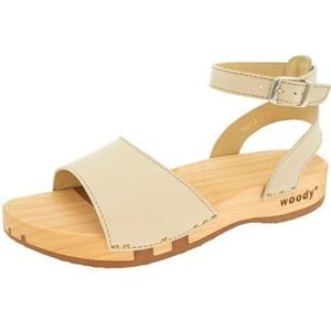 Woody Dames Jana houten schoen, crème, 36 EU, Crème, 36 EU