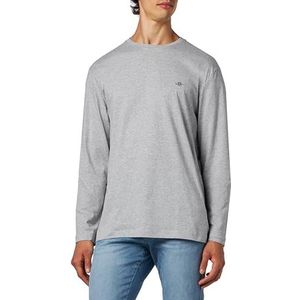GANT Heren REG Shield LS T-shirt, grijs melange, standaard, gemengd grijs, S