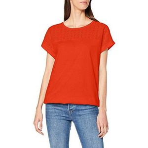 TOM TAILOR Dames T-shirt met borduurwerk 1023891, 22370 - Strong Flame Orange, M