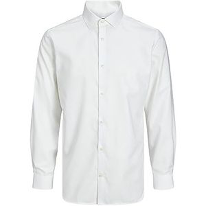 JACK & JONES Heren Jprblaparker Shirt L/S Noos Shirt, White/Fit: slim fit, S