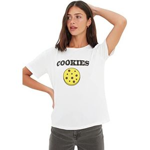 Trendyol Dames getailleerd Basic T-shirt met ronde hals, Kleur: wit, XS