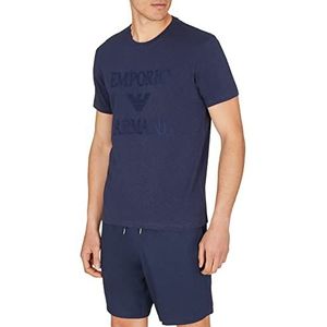 Emporio Armani Swimwear Men's Emporio Armani Superfine Linnen Blend Crew Neck T-shirt, Navy Blue, M, donkerblauw, M
