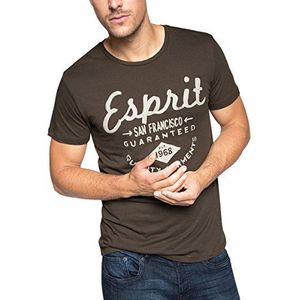 ESPRIT T-shirt voor heren met logoprint, regular fit, groen (dusty green 335), S