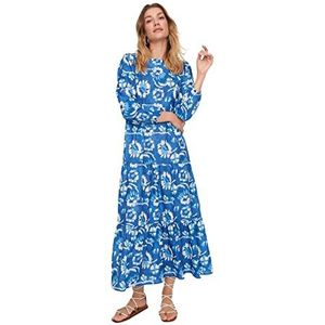 Trendyol Dames Design Maxi Standaard Regular Woven Jurk, blauw, 42