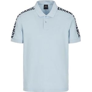 Armani Exchange Poloshirt met korte mouwen voor heren, jacquard logo, Celestial Blue, S