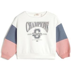 Koton Girls's Crew Neck Long Sleeve Slogan bedrukt sweatshirt, ecru(010), 5-6 jaar