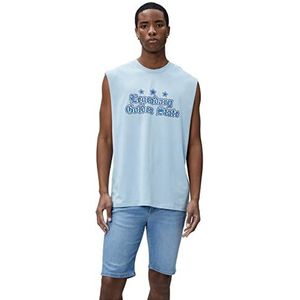 Koton Heren Varsity Tanktop Bedrukt Crew Neck Mouwloos Katoen, blauw (640), M